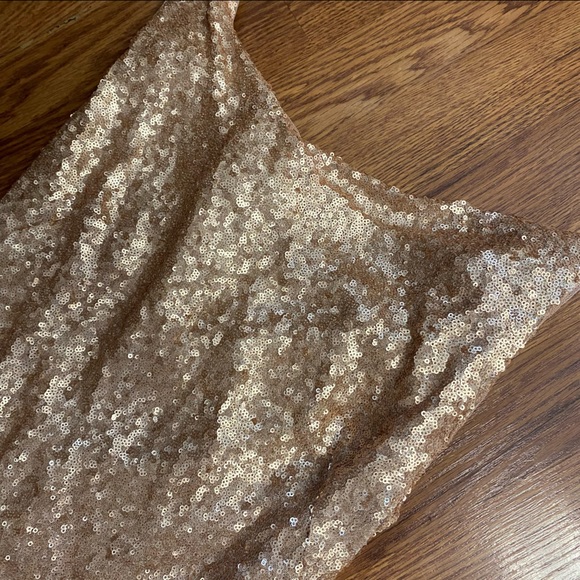 Vintage 90’s Y2K Gold Sequin Gown Homecoming Dress Cowl Backless Dress Prom - Picture 12 of 16